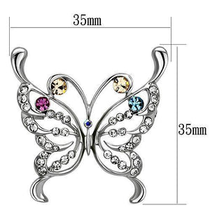 LO2793 - Imitation Rhodium White Metal Brooches with Top Grade Crystal  in Multi Color