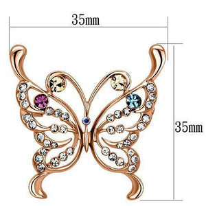 LO2794 - Flash Rose Gold White Metal Brooches with Top Grade Crystal  in Multi Color