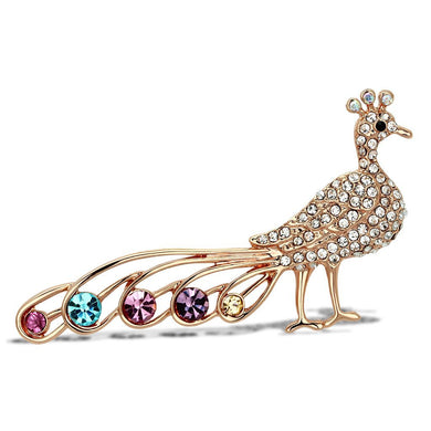 LO2798 - Flash Rose Gold White Metal Brooches with Top Grade Crystal  in Multi Color