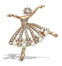 Load image into Gallery viewer, LO2802 - Flash Rose Gold White Metal Brooches with Synthetic Pearl in White
