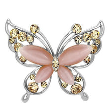Load image into Gallery viewer, LO2805 - Imitation Rhodium White Metal Brooches with Synthetic Cat Eye in Light Rose
