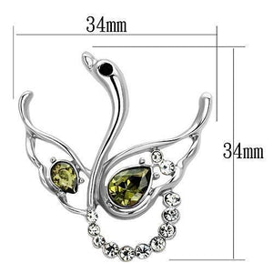 LO2815 - Imitation Rhodium White Metal Brooches with Top Grade Crystal  in Olivine color