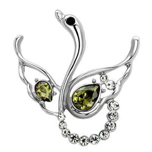 Load image into Gallery viewer, LO2815 - Imitation Rhodium White Metal Brooches with Top Grade Crystal  in Olivine color