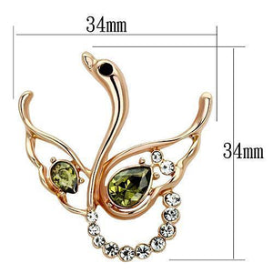LO2816 - Flash Gold White Metal Brooches with Top Grade Crystal  in Olivine color