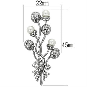 LO2835 - Imitation Rhodium White Metal Brooches with Synthetic Pearl in White