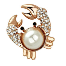 Load image into Gallery viewer, LO2843 - Flash Rose Gold White Metal Brooches with Synthetic Pearl in White