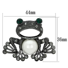 Load image into Gallery viewer, LO2845 - Ruthenium White Metal Brooches with Synthetic Pearl in White