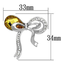 Load image into Gallery viewer, LO2846 - Imitation Rhodium White Metal Brooches with Synthetic Glass Bead in Topaz