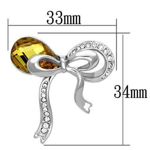 LO2846 - Imitation Rhodium White Metal Brooches with Synthetic Glass Bead in Topaz