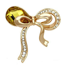 Load image into Gallery viewer, LO2847 - Flash Rose Gold White Metal Brooches with Synthetic Glass Bead in Topaz