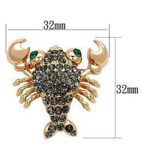 LO2851 - Flash Rose Gold White Metal Brooches with Top Grade Crystal  in Emerald