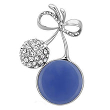 Load image into Gallery viewer, LO2856 - Imitation Rhodium White Metal Brooches with Synthetic Synthetic Stone in Capri Blue