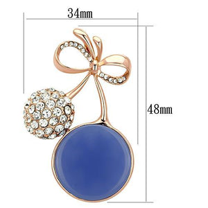 LO2857 - Flash Rose Gold White Metal Brooches with Synthetic Synthetic Stone in Capri Blue