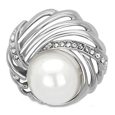 LO2866 - Imitation Rhodium White Metal Brooches with Synthetic Pearl in White