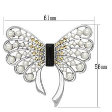 Load image into Gallery viewer, LO2868 - Imitation Rhodium White Metal Brooches with Synthetic Pearl in Jet