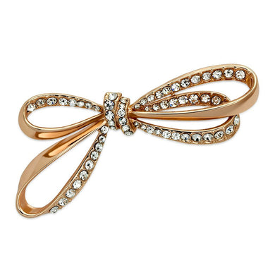 LO2891 - Flash Rose Gold White Metal Brooches with Top Grade Crystal  in Clear