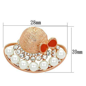 LO2902 - Flash Rose Gold White Metal Brooches with Synthetic Pearl in White