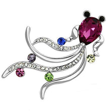 Load image into Gallery viewer, LO2904 - Imitation Rhodium White Metal Brooches with Synthetic Glass Bead in Fuchsia