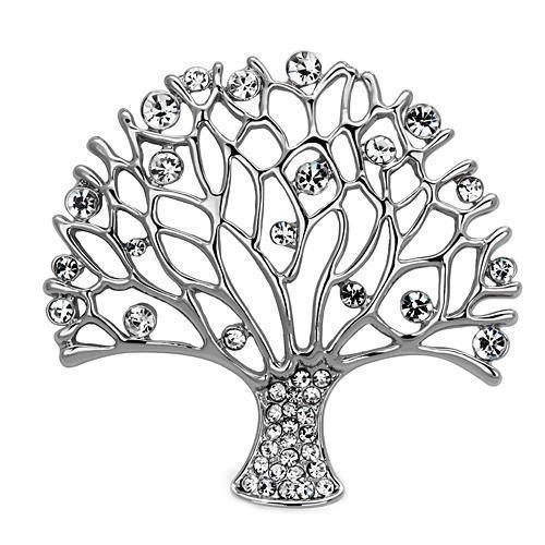 LO2915 - Imitation Rhodium White Metal Brooches with Top Grade Crystal  in Clear
