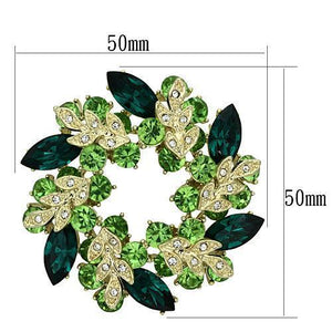 LO2918 - Flash Gold White Metal Brooches with Top Grade Crystal  in Emerald