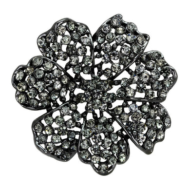 LO2919 - Ruthenium White Metal Brooches with Top Grade Crystal  in Black Diamond