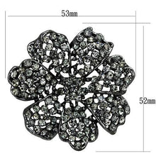 Load image into Gallery viewer, LO2919 - Ruthenium White Metal Brooches with Top Grade Crystal  in Black Diamond