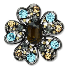 Load image into Gallery viewer, LO2926 - Ruthenium White Metal Brooches with Synthetic Synthetic Glass in Brown