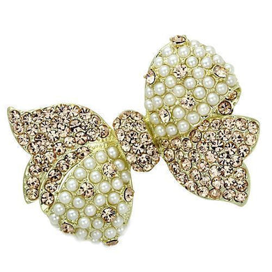LO2927 - Flash Gold White Metal Brooches with Synthetic Pearl in White