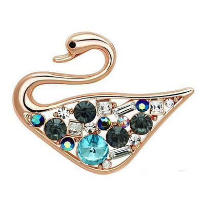 LO2934 - Flash Rose Gold White Metal Brooches with Top Grade Crystal  in Multi Color