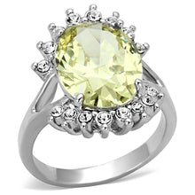 Load image into Gallery viewer, LO2943 - Rhodium Brass Ring with AAA Grade CZ  in Apple Green color