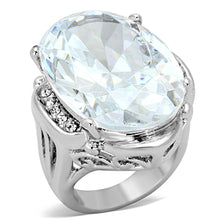 Load image into Gallery viewer, LO2950 - Rhodium Brass Ring with AAA Grade CZ  in Clear