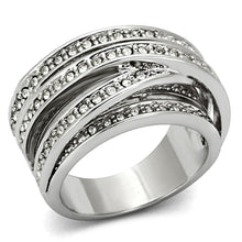 Load image into Gallery viewer, LO2995 - Rhodium Brass Ring with Top Grade Crystal  in Clear