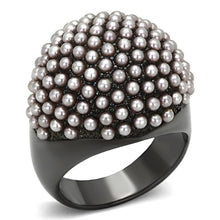 Load image into Gallery viewer, LO3019 - TIN Cobalt Black Brass Ring with Synthetic Pearl in Light Amethyst