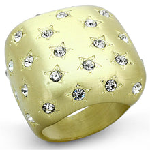 Load image into Gallery viewer, LO3037 - Gold &amp; Brush Brass Ring with Top Grade Crystal  in Clear