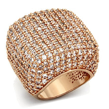 Load image into Gallery viewer, LO3038 - Rose Gold Brass Ring with AAA Grade CZ  in Clear