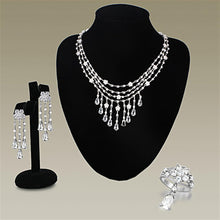 Load image into Gallery viewer, LO3076 - Rhodium Brass Jewelry Sets with AAA Grade CZ  in Clear