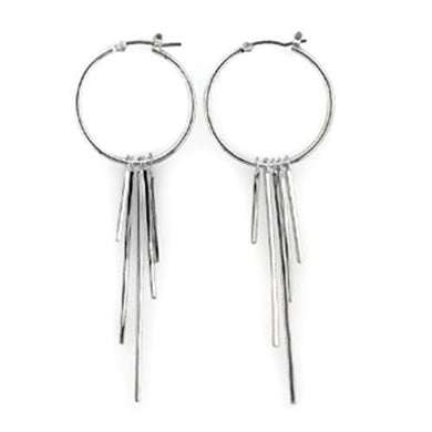 LO315 - Rhodium Brass Earrings with No Stone