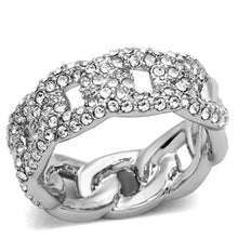Load image into Gallery viewer, LO3210 - Rhodium Brass Ring with Top Grade Crystal  in Clear