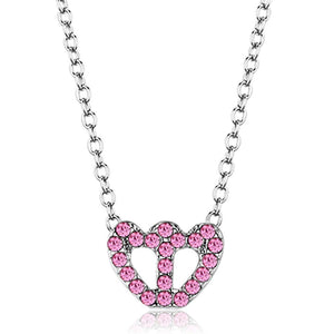 LO3230 - Rhodium Brass Chain Pendant with Top Grade Crystal  in Rose