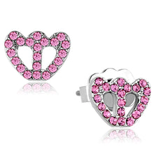Load image into Gallery viewer, LO3231 - Rhodium Brass Earrings with Top Grade Crystal  in Rose