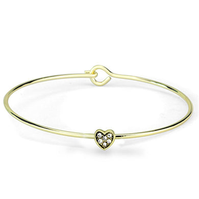 LO3263 - Gold Brass Bangle with Top Grade Crystal  in Clear