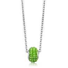 Load image into Gallery viewer, LO3330 - High polished (no plating) Stainless Steel Necklace with Top Grade Crystal  in Peridot