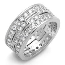 Load image into Gallery viewer, LO3348 - Rhodium Brass Ring with AAA Grade CZ  in Clear