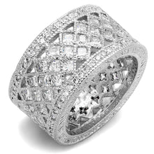 Load image into Gallery viewer, LO3350 - Rhodium Brass Ring with AAA Grade CZ  in Clear