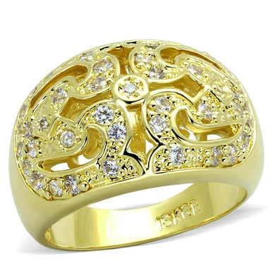 LO3361 - Gold Brass Ring with AAA Grade CZ  in Clear