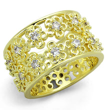 Load image into Gallery viewer, LO3363 - Gold Brass Ring with AAA Grade CZ  in Clear