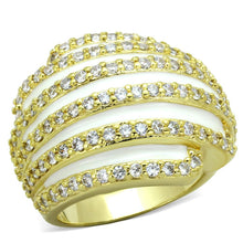Load image into Gallery viewer, LO3368 - Gold Brass Ring with AAA Grade CZ  in Clear