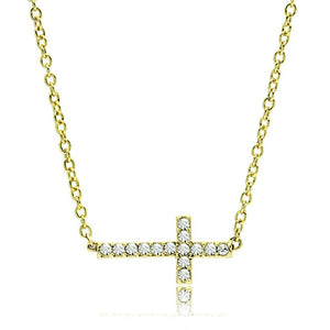 LO3477 - Flash Gold Brass Chain Pendant with Top Grade Crystal  in Clear