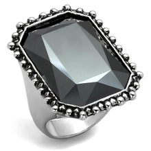 Load image into Gallery viewer, LO3532 - Rhodium Brass Ring with Top Grade Crystal  in Hematite