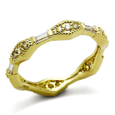 LO3552 - Gold Brass Ring with AAA Grade CZ  in Clear